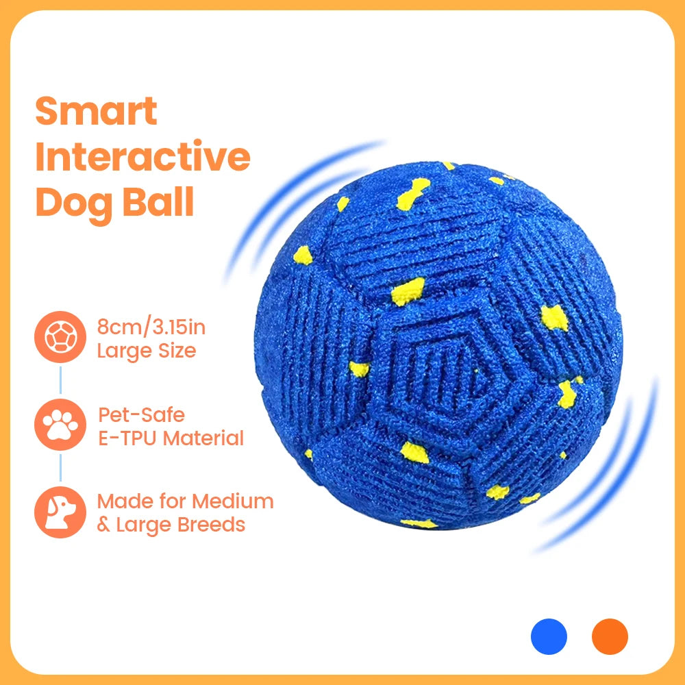 Smart Interactive Dog Toy 8Cm Automatic Moving Bouncing Rotating IPX7 Waterproof E-TPU Active Rolling Ball for Medium Large Dogs