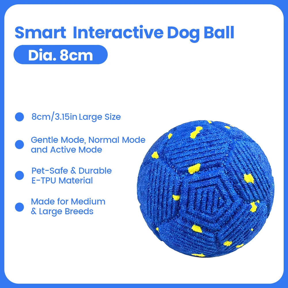 Smart Interactive Dog Toy 8Cm Automatic Moving Bouncing Rotating IPX7 Waterproof E-TPU Active Rolling Ball for Medium Large Dogs