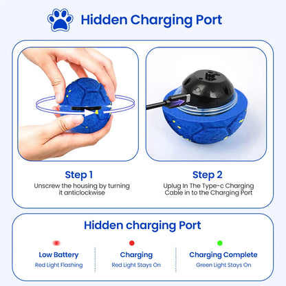Smart Interactive Dog Toy 8Cm Automatic Moving Bouncing Rotating IPX7 Waterproof E-TPU Active Rolling Ball for Medium Large Dogs