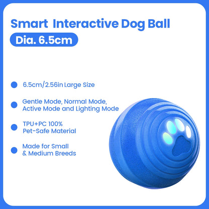 Smart Interactive Dog Toy 8Cm Automatic Moving Bouncing Rotating IPX7 Waterproof E-TPU Active Rolling Ball for Medium Large Dogs