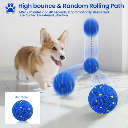 Smart Interactive Dog Toy 8Cm Automatic Moving Bouncing Rotating IPX7 Waterproof E-TPU Active Rolling Ball for Medium Large Dogs